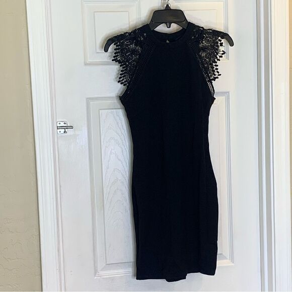 Iris Black Lace Detail Dress Size Small - Picture 3 of 11
